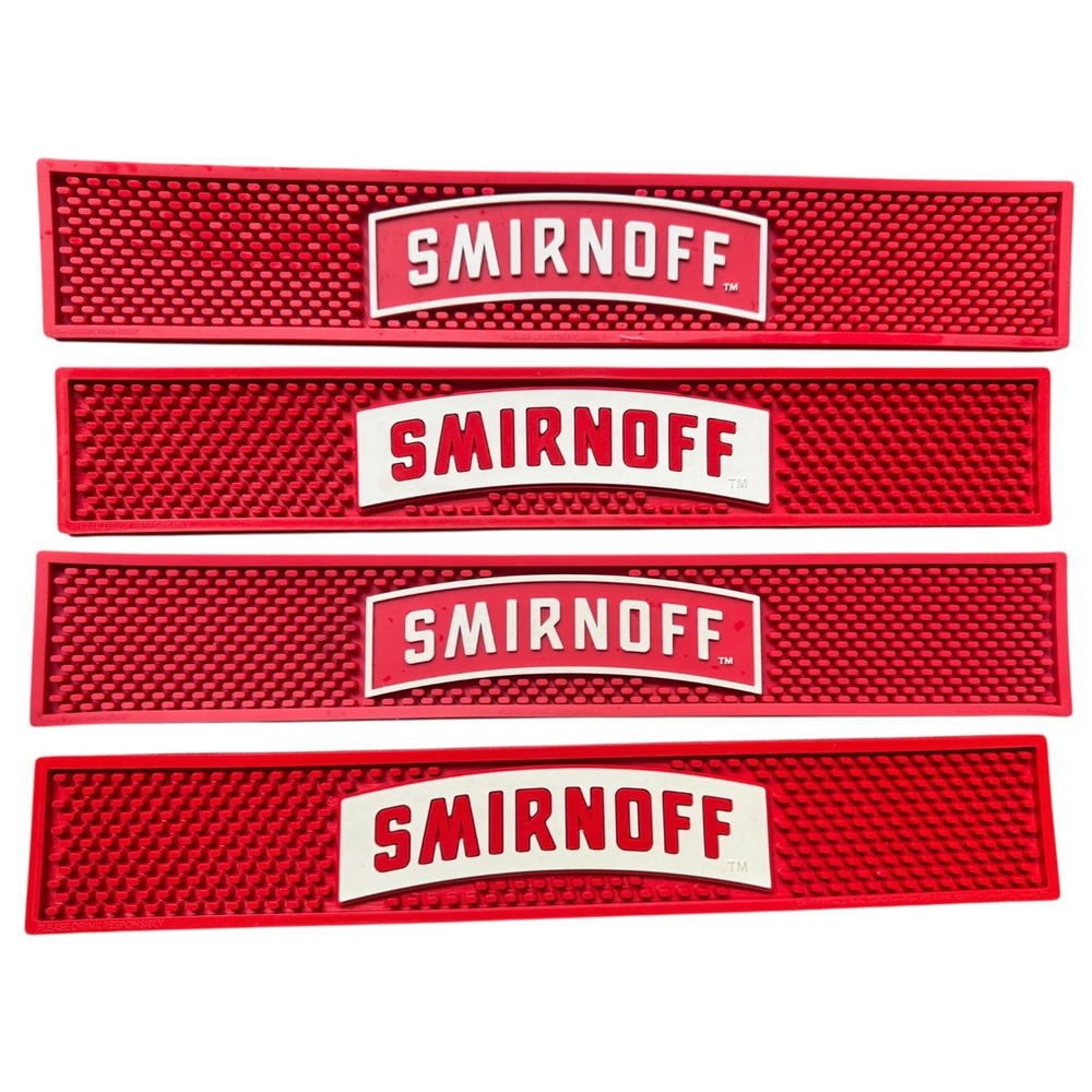 Lot 4 Smirnoff Bar Mats Red Rubber Spill Mat Liquor Bar Rail Service Mat